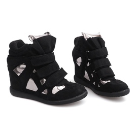 Wedge Sneakers With Velcro 6041 Black 2