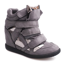 Wedge Sneakers With Velcro 6041 Gray grey 2