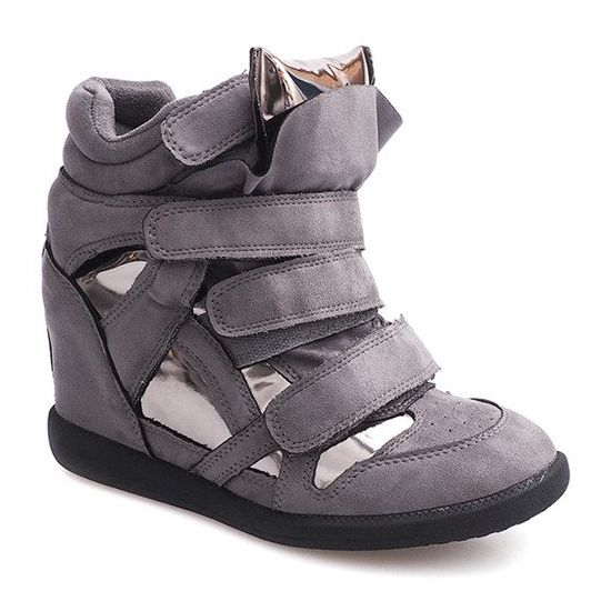 Wedge Sneakers With Velcro 6041 Gray grey 2