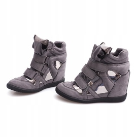 Wedge Sneakers With Velcro 6041 Gray grey 1