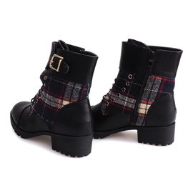 Boots Lace-up Boots Lattice B2913 Black 1