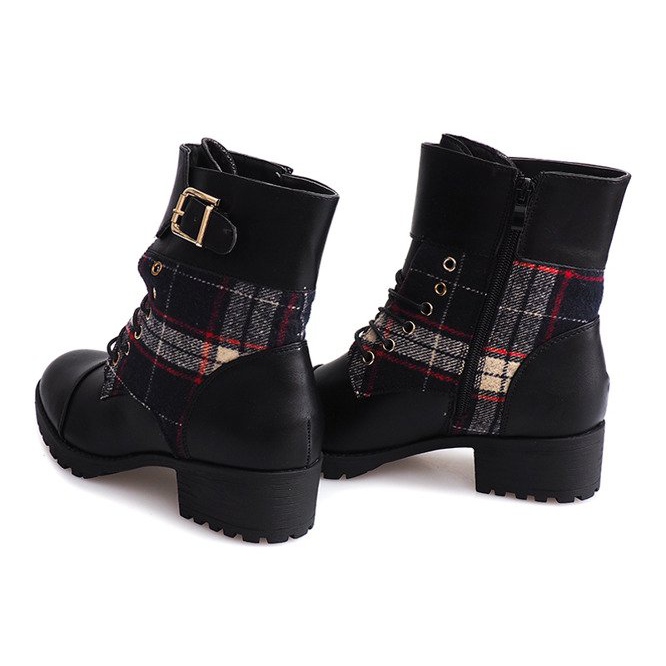 Boots Lace-up Boots Lattice B2913 Black 1