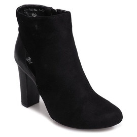 Suede Booties On A Post With A Zipper T-10 Black 1