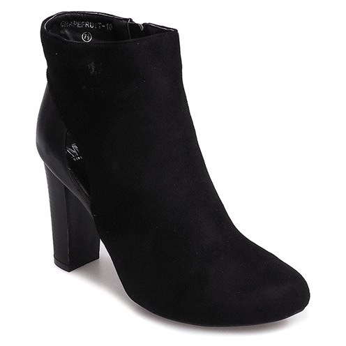 Suede Booties On A Post With A Zipper T-10 Black 1