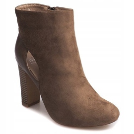 Suede Booties On A Pillar With A Zipper T-10 Beige 2