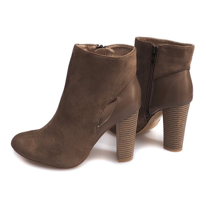 Suede Booties On A Pillar With A Zipper T-10 Beige 1