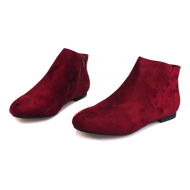 Suede Booties Chelsea boots 7-106 Red 1