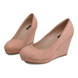 Suede Wedge Pumps 2054 Pink 1