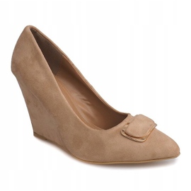 Suede Wedge Pumps LE113 Beige 1