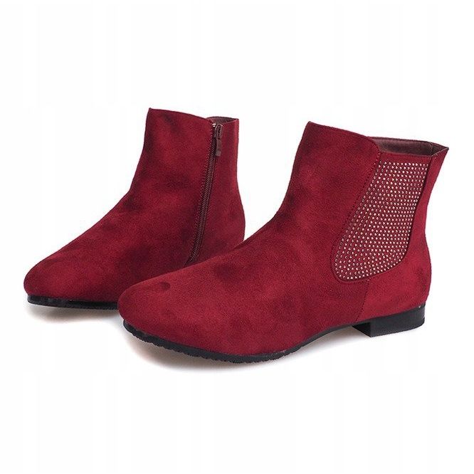 Suede Booties Jodhpur 7-133 Claret red 1