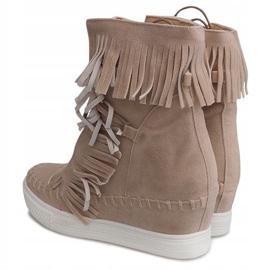 Wedge Sneakers With Fringes Boho 7A1453 Beige 1