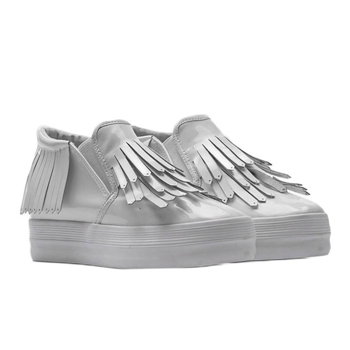 Lacquered Sneakers On Wedge KB-SQ-077 White 1