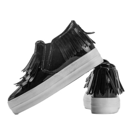 Lacquered Sneakers On Wedge KB-SQ-077 Black 2