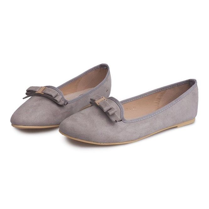 Suede Ballerinas With Bow 1188-5 Gray grey 1