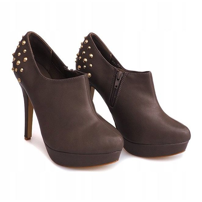 Elegant Boots On High Heel 8860P Khaki 1