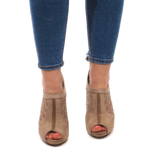 Open Boots On High Heel LL05 Khaki multicolored green 1