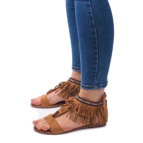 Boho 8-9 Camel Suede Sandals brown 1