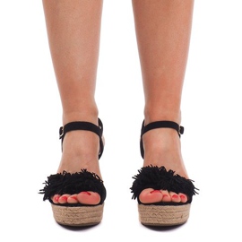 Wedge Sandals Espadrilles FY8288 Black 1