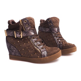 Wedge Sneakers 6227-Y Khaki multicolored green 1