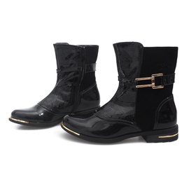 Openwork Boots Lacquered Galoshes 6759-1 Black 1