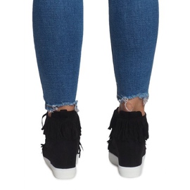 Wedge Sneakers With Fringes Boho AT-0613-1 Black 2