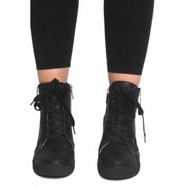 Openwork Wedge Sneakers HQ881 Black 2