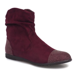 Suede Booties Jodhpur boots B03 Red 2