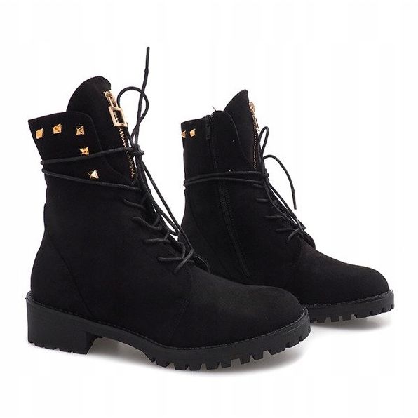 Suede Decorated Trappers H99-17 Black 1