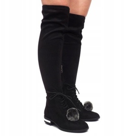 Suede Boots Pompon G-41 Black 1