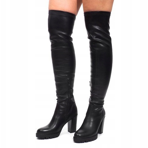 Extra High Boots On Heel CD108 Black 2
