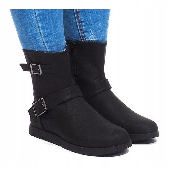 Warm Boots With Buckle B9813 Black 2