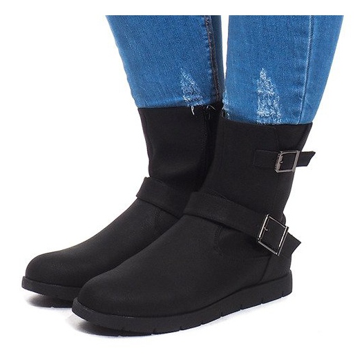 Warm Boots With Buckle B9813 Black 1