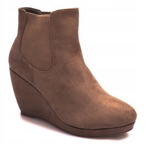 Warm Boots On Wedge 90-P2F Khaki multicolored 1