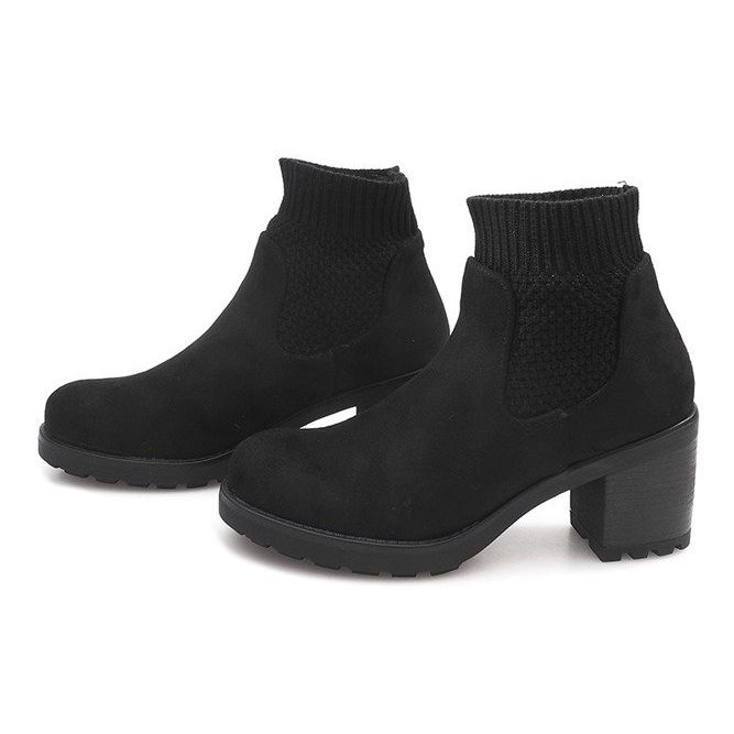 Warm Boots On A Heel Sock D2130 Black 1