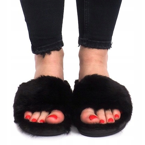 Slippers With Fur 833 Black 1