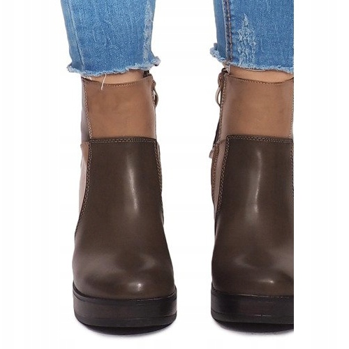 Boots On Heel With Elastic YBS280 Khaki multicolored green 1