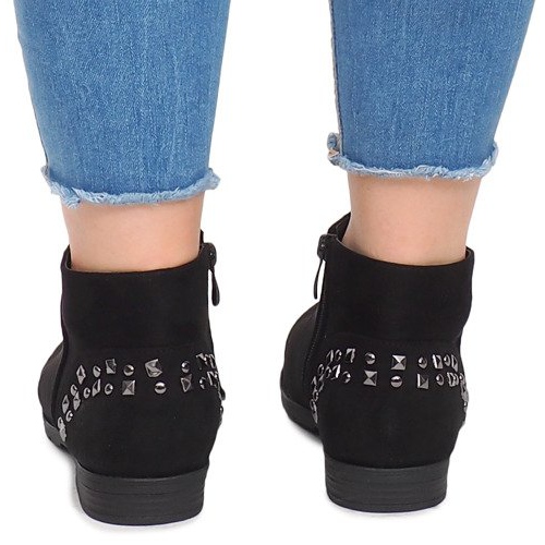 Suede Boots With Studs 30696 Black 2