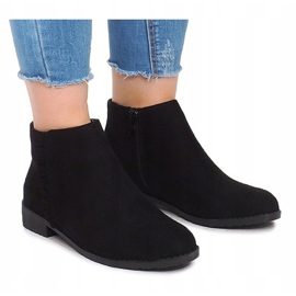 Suede Booties With Zippers 99-387 Black 1