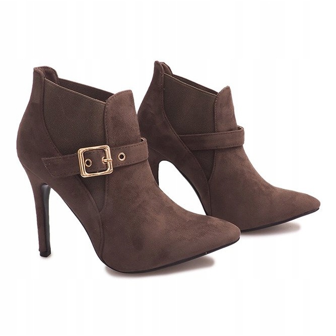 Boots On High Heel Suede PK097 Khaki multicolored green 1