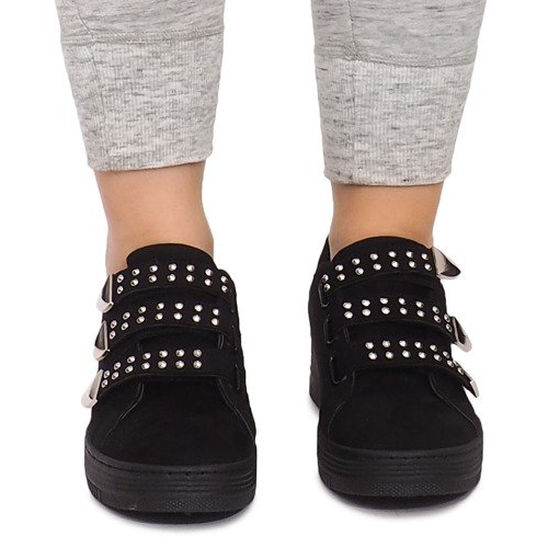 Sneakers With Velcro With Sequins AB-3 Black 1