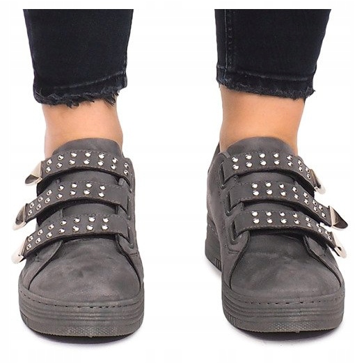 Sneakers With Velcro With Sequins AB-3 Gray grey 1