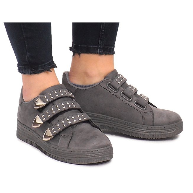 Sneakers With Velcro With Sequins AB-3 Gray grey 2