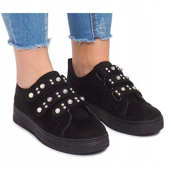 Sneakers With Velcro Pearls 16-581 Black 2