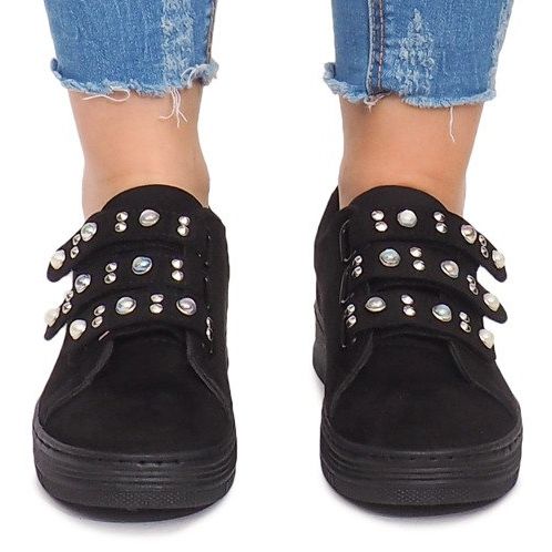 Sneakers With Velcro Pearls 16-581 Black 1