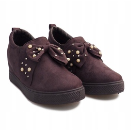 Gray wedge sneakers 6186 brown 1