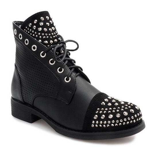 Openwork Boots With Studs KL-278 Black 1