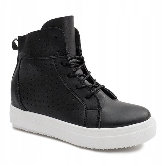 Openwork Wedge Sneakers NB53P Black 2