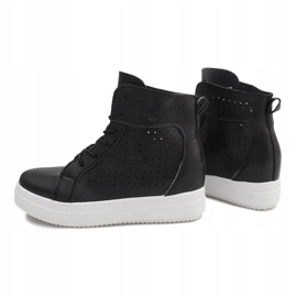 Openwork Wedge Sneakers NB53P Black 1