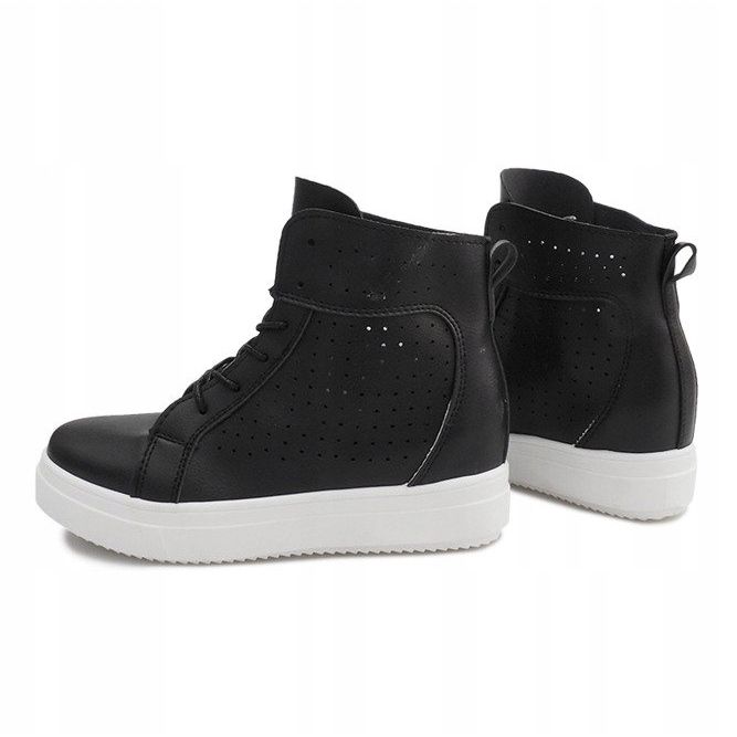 Openwork Wedge Sneakers NB53P Black 1