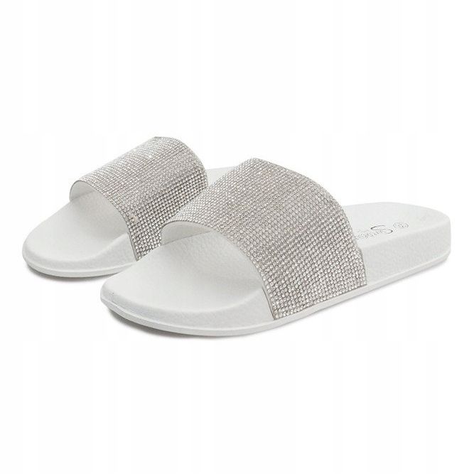 Shiny Slippers With Sequins SL-32 White grey 1